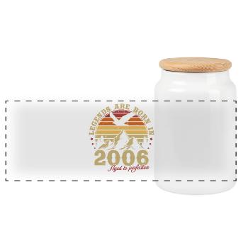 Legends Will Be 2006 Vintage Birthday Gift - Panoramic Cookie Jar with Wooden Lid - white - Front