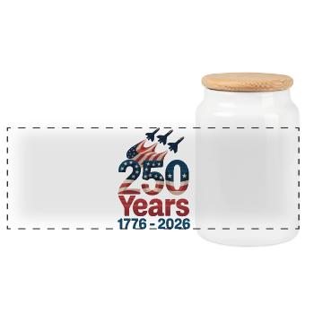 USA 250 Bannière des années 1776-2026 avec étoiles - Boîte à biscuits avec couvercle en bois - blanc - Devant