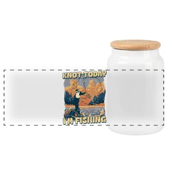 Nœud de pêcheur à la mouche pour pêcher à la mouche aujourd’hui - Boîte à biscuits avec couvercle en bois - blanc - Devant
