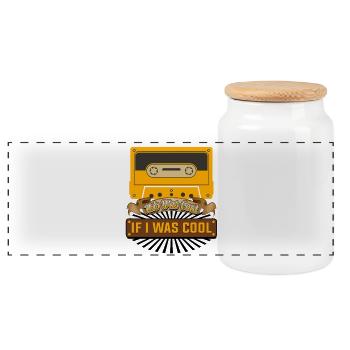 Retro Cassette Tape Funny Quote Design - Panorama Keksdose mit Holzdeckel - Weiß - Vorne