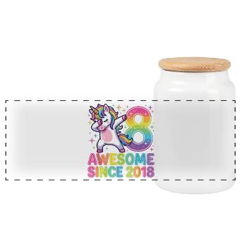 Einhorn Regenbogen Acht Design - Panorama Keksdose mit Holzdeckel - Weiß - Vorne