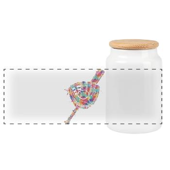 Gant Balle et Batte de Baseball Multicolore   - Boîte à biscuits avec couvercle en bois - blanc - Devant