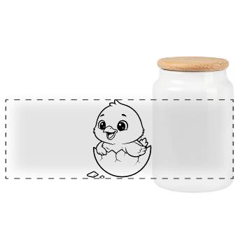 Petit mignon qui éclot à partir d’un œuf - Boîte à biscuits avec couvercle en bois - blanc - Devant