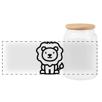 lion - Boîte à biscuits avec couvercle en bois - blanc - Devant