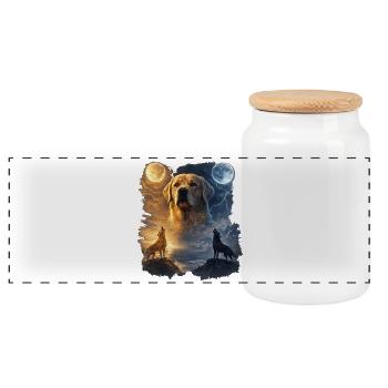 Gardien de la Lune Labrador Retriever - Boîte à biscuits avec couvercle en bois - blanc - Devant