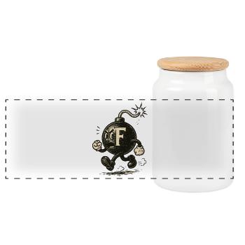 Bombe F Bombe mascotte - Boîte à biscuits avec couvercle en bois - blanc - Devant