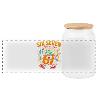 Six Seven 67 Idée de cadeau pour nerds sur l’humour scientifique - Boîte à biscuits avec couvercle en bois - blanc - Devant