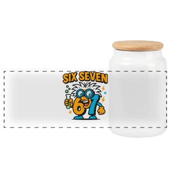 Six Seven 67 Idée de cadeau pour nerds sur l’humour scientifique - Boîte à biscuits avec couvercle en bois - blanc - Devant