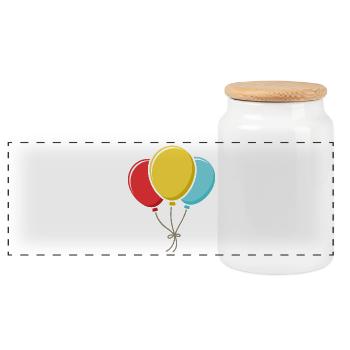 Ballons - Boîte à biscuits avec couvercle en bois - blanc - Devant