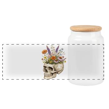 Skelett Blume Natur Floral Gothic Fairycore - Panorama Keksdose mit Holzdeckel - Weiß - Vorne