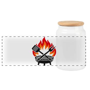 Flame Grill Soirée d’été - Boîte à biscuits avec couvercle en bois - blanc - Devant