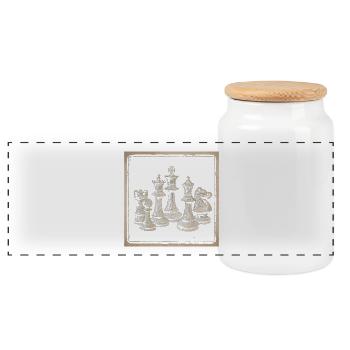 Vintage Chess Design for Chess Lovers Classic - Panoramic Cookie Jar with Wooden Lid - white - Front