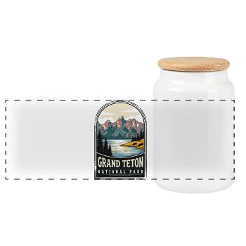 Grand Teton National Park - Panoramic Cookie Jar with Wooden Lid - white - Front