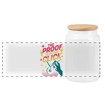 Click is the proof | Locksport Retro - Panoramic Cookie Jar with Wooden Lid - white - Front