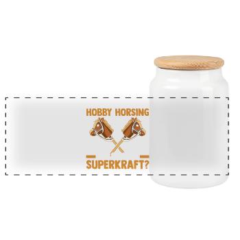 Steckenpferd Hobbyhorse Hobby Horsing - Panorama Keksdose mit Holzdeckel - Weiß - Vorne