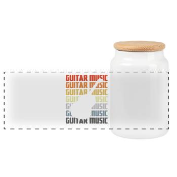 Guitar Music Vintage Look - Panoramic Cookie Jar with Wooden Lid - white - Front