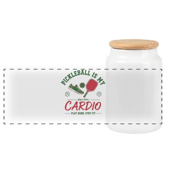 Le pickleball est mon cardio, joueur drôle, pickle ball - Boîte à biscuits avec couvercle en bois - blanc - Devant