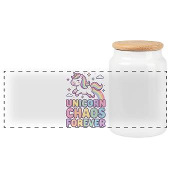 Unicorn Chaos Forever Unicorn Pastel - Panoramic Cookie Jar with Wooden Lid - white - Front