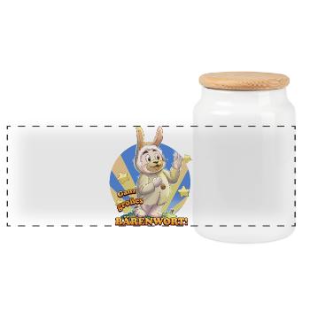 Siggi und der Zauberwald - Großes Bärenwort - Panorama Keksdose mit Holzdeckel - Weiß - Vorne