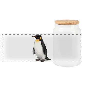 Penguin - Panoramic Cookie Jar with Wooden Lid - white - Front