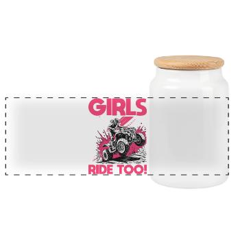 Quad ATV Femme Fille Quad Quad - Boîte à biscuits avec couvercle en bois - blanc - Devant