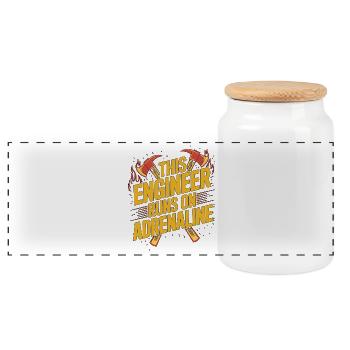 Fire Engineer This Engineer Runs On Fire Officer - Panoramic Cookie Jar with Wooden Lid - white - Front