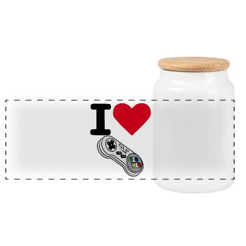 I Love GLP Retro Gamer Controller - Panorama Keksdose mit Holzdeckel - Weiß - Vorne