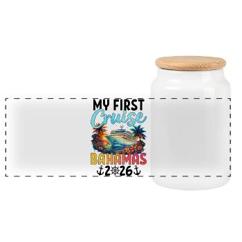 Ma première croisière aux Bahamas 2026 - Boîte à biscuits avec couvercle en bois - blanc - Devant