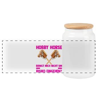 Steckenpferd Hobbyhorse Hobby Horsing - Panorama Keksdose mit Holzdeckel - Weiß - Vorne