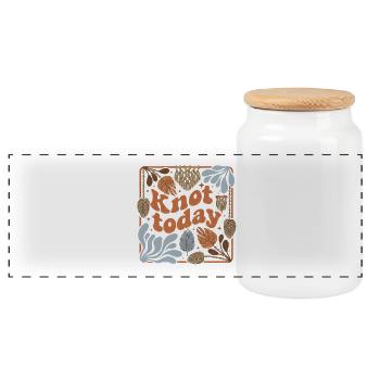 Don't knot today | Macrame Humor - Panoramic Cookie Jar with Wooden Lid - white - Front