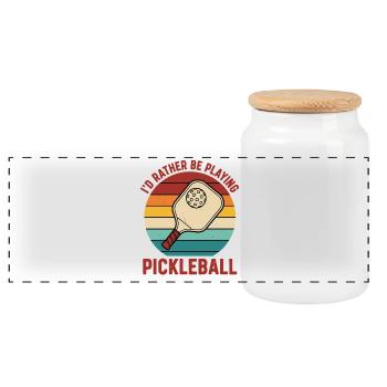 Pickleball würde lieber lustige Spielerliebe spielen - Panorama Keksdose mit Holzdeckel - Weiß - Vorne