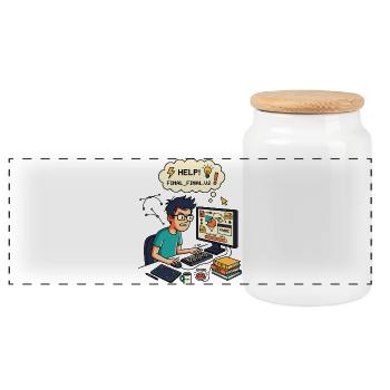 Graphic Designer Chaos Export Panic - Panoramic Cookie Jar with Wooden Lid - white - Front