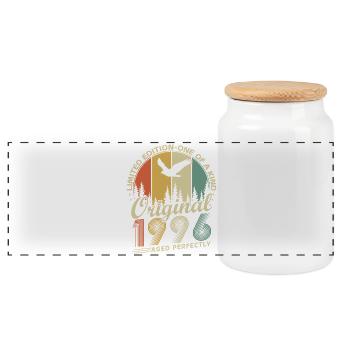 Cadeau d’anniversaire vintage 1996 rétro - Boîte à biscuits avec couvercle en bois - blanc - Devant