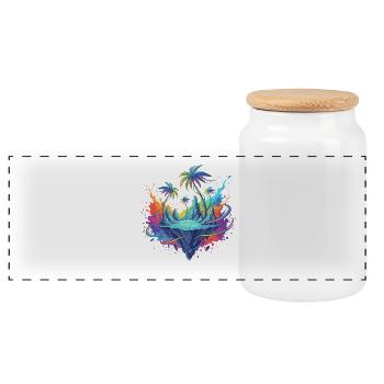 Tropical Polar Island Dream - Panoramic Cookie Jar with Wooden Lid - white - Front