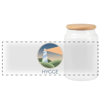 Hygge Lighthouse - Panoramic Cookie Jar with Wooden Lid - white - Front