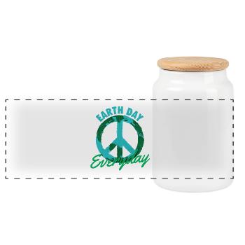 Earth Day Everyday Green Lifestyle - Panoramic Cookie Jar with Wooden Lid - white - Front