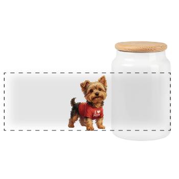 Yorkshire Terrier Herzmotiv Mama - Panorama Keksdose mit Holzdeckel - Weiß - Vorne