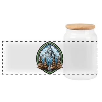 Forêt de montagne dans l’arc montagneux - Boîte à biscuits avec couvercle en bois - blanc - Devant