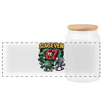 Six Seven 67 Italian Brainrot Nerd Humor Lustig - Panorama Keksdose mit Holzdeckel - Weiß - Vorne