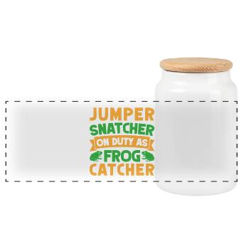 Attrape-grenouilles, Sauteur-sauteur, Grenouille Snatcher, Grenouille - Boîte à biscuits avec couvercle en bois - blanc - Devant