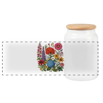 Wildblumen Blumen Blumen Botanischer Naturgarten - Panorama Keksdose mit Holzdeckel - Weiß - Vorne