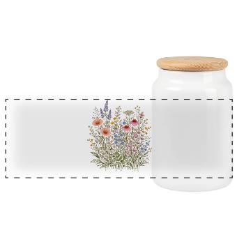 Wildblumen Blumen Blumen Botanischer Naturgarten - Panorama Keksdose mit Holzdeckel - Weiß - Vorne