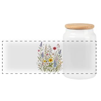 Wildblumen Blumen Blumen Botanischer Naturgarten - Panorama Keksdose mit Holzdeckel - Weiß - Vorne