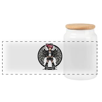 Punk Angel Rebel - Panoramic Cookie Jar with Wooden Lid - white - Front