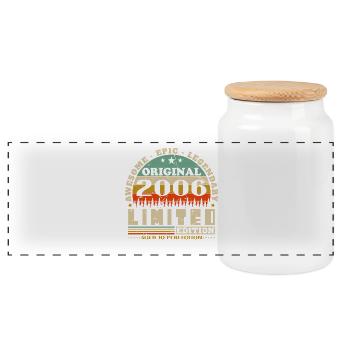 2006 Vintage Rétro Cadeau d’anniversaire - Boîte à biscuits avec couvercle en bois - blanc - Devant