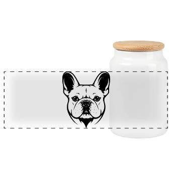 Franzosische_Bulldogge_Portrait - Boîte à biscuits avec couvercle en bois - blanc - Devant