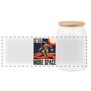 I Need More Space Astronomy Humor - Panoramic Cookie Jar with Wooden Lid - white - Front