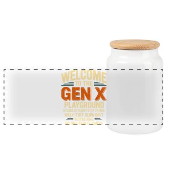 Bienvenue dans la cour de récréation de la Génération X - Boîte à biscuits avec couvercle en bois - blanc - Devant
