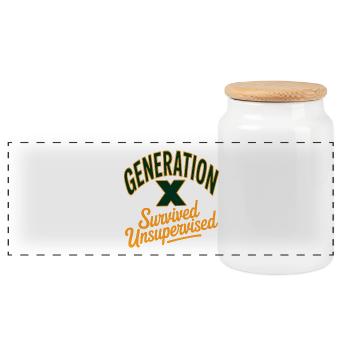 Generation X Survived Unsupervised - Panorama Keksdose mit Holzdeckel - Weiß - Vorne