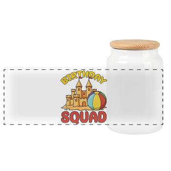 Croisière d’été de l’équipe d’anniversaire plage Château de sable - Boîte à biscuits avec couvercle en bois - blanc - Devant